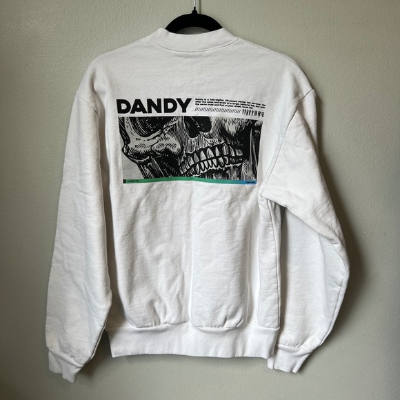 Dandy Dental Lab White Graphic Print Sweatshirt Skull Art Back - Picture 2 of 5